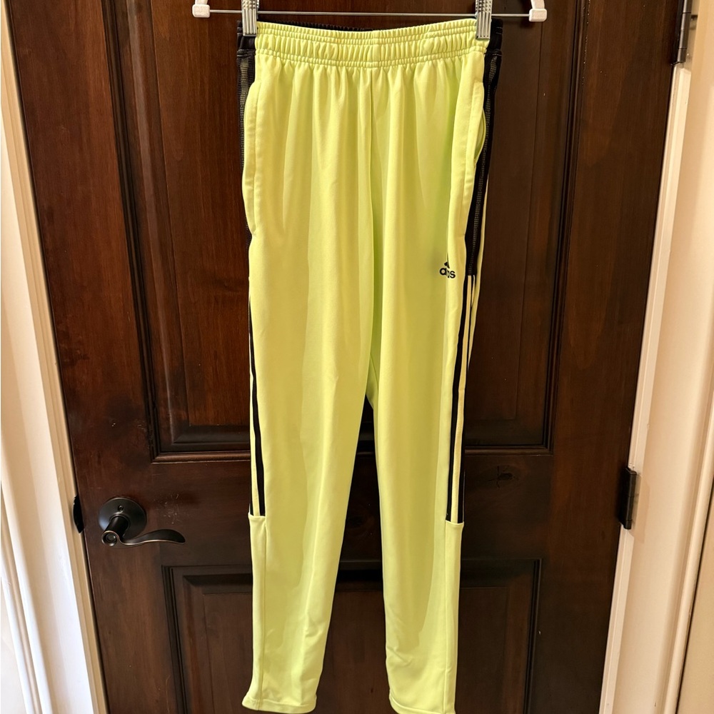 adidas Neon Yellow Track Pants with Black Side Stripes